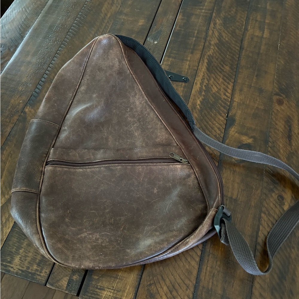 L.L. Bean Brown Leather Backpack Sling bag